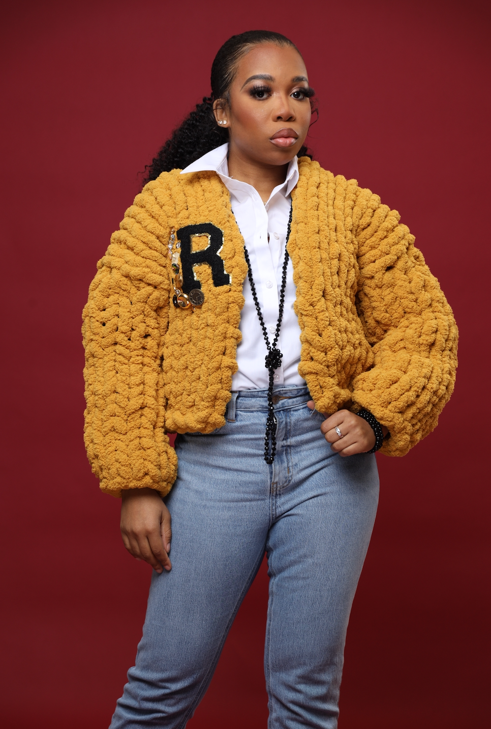 Short Chunky Bomber Sweater